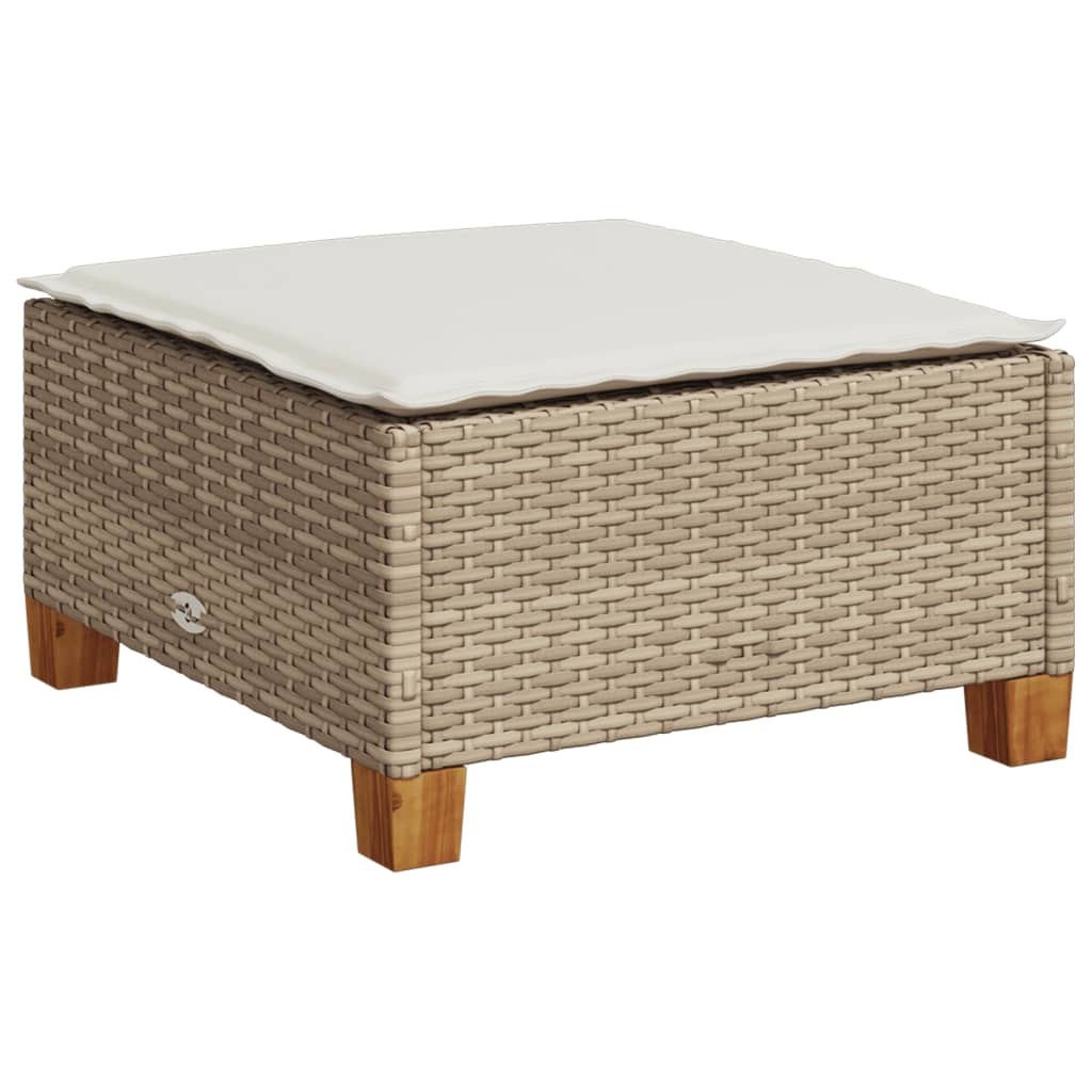 5-delige Loungeset met kussens poly rattan beige – afbeelding 5