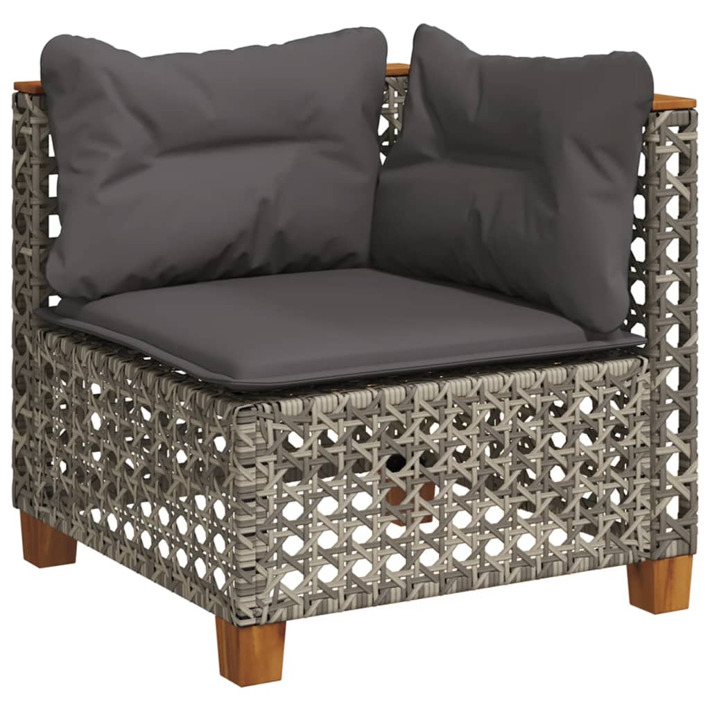6-delige Loungeset met kussens poly rattan grijs – afbeelding 4