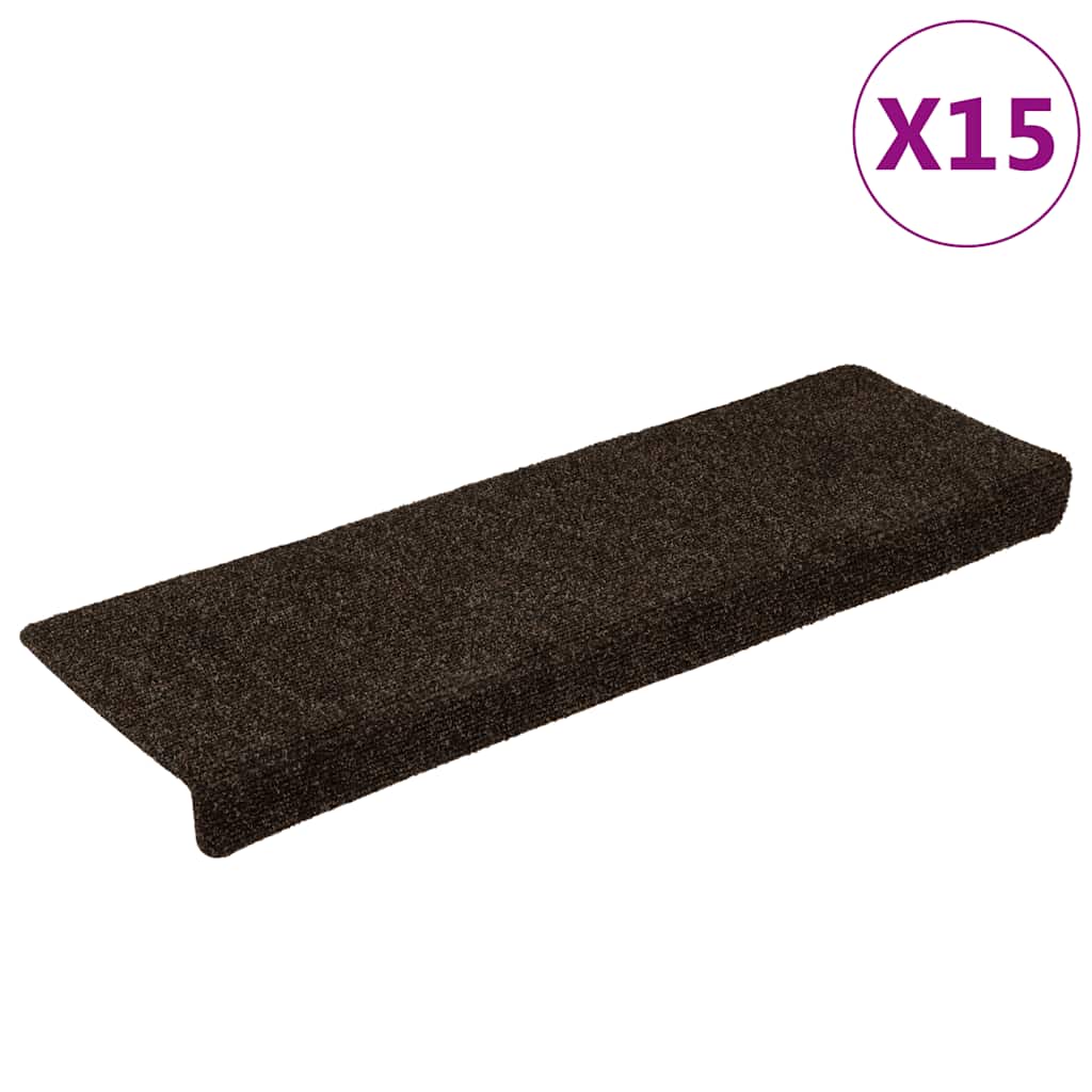 Trapmatten Zelfklevend 15 stuks 65x21x4 cm Donkerbruin Rechthoekige Rand – afbeelding 2