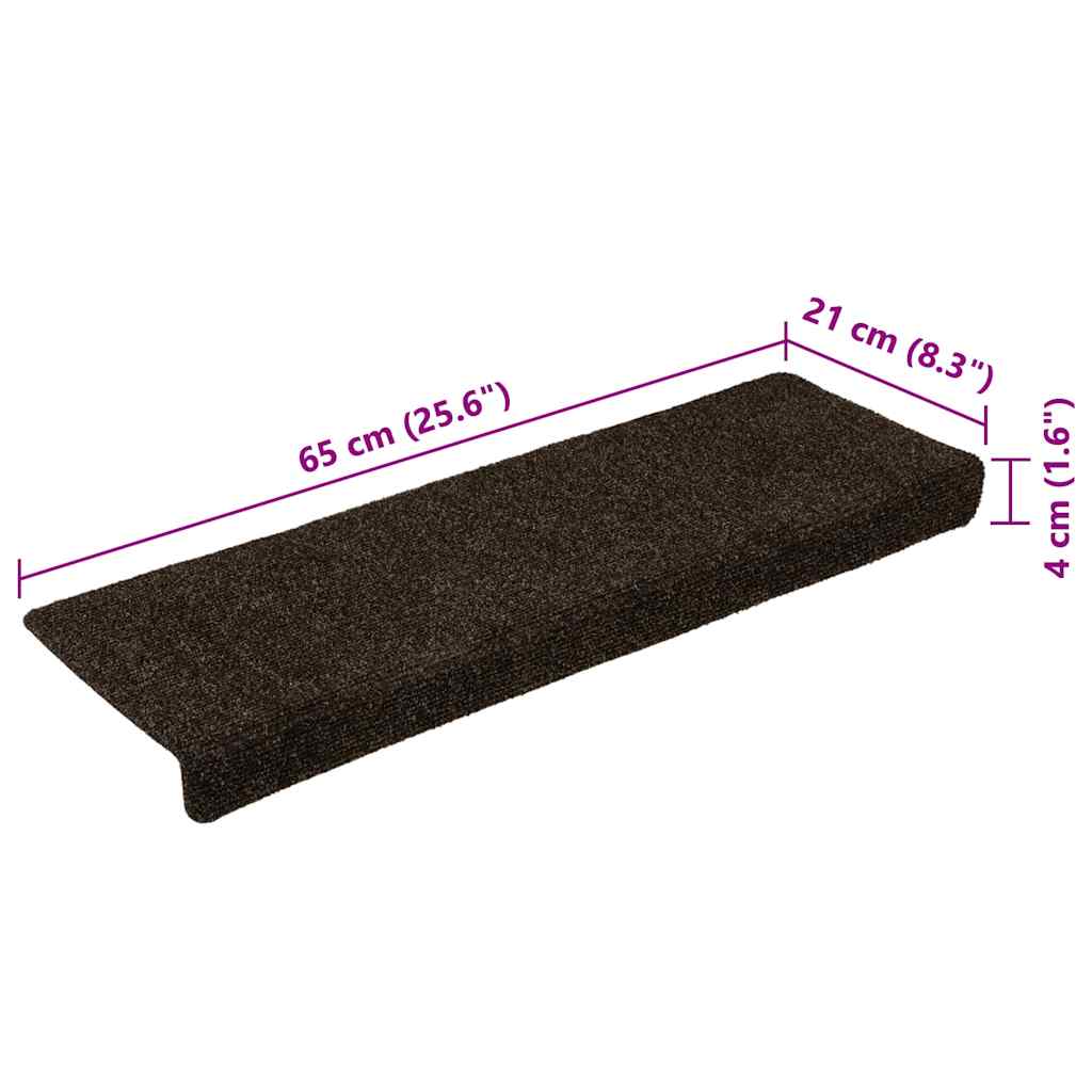 Trapmatten Zelfklevend 15 stuks 65x21x4 cm Donkerbruin Rechthoekige Rand – afbeelding 8