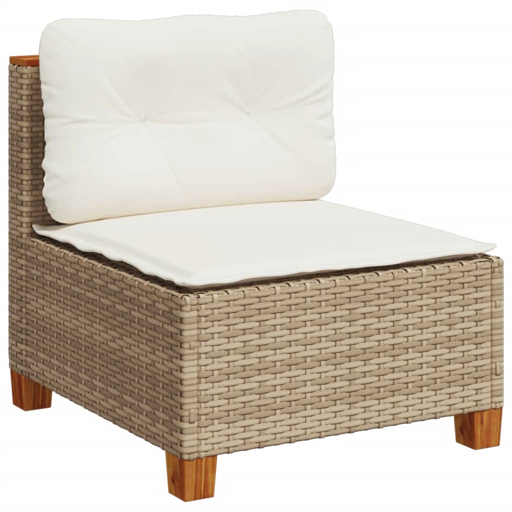 9-delige Loungeset met kussens poly rattan beige – afbeelding 4