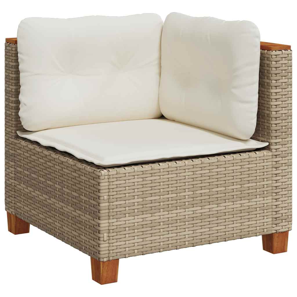 10-delige Loungeset met kussens poly rattan beige – afbeelding 3