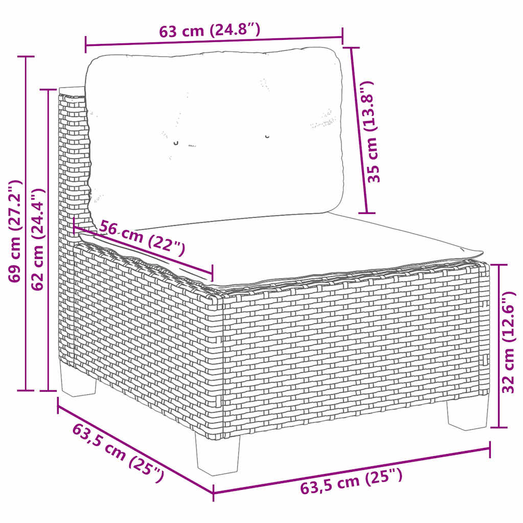 10-delige Loungeset met kussens poly rattan beige – afbeelding 10