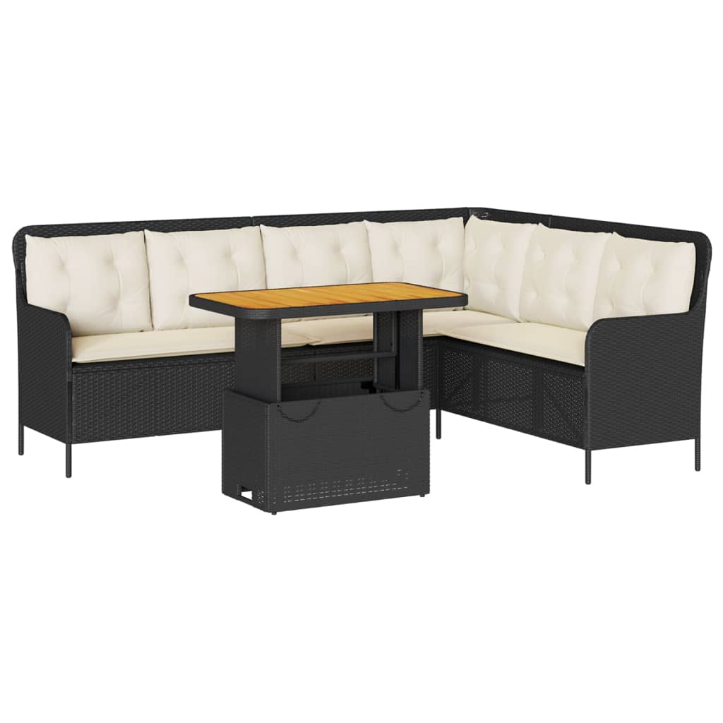 2-delige Loungeset met kussens poly rattan zwart – afbeelding 2