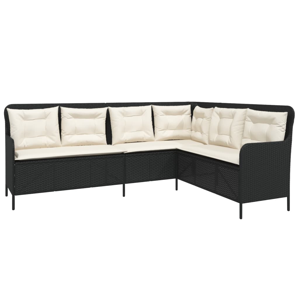 2-delige Loungeset met kussens poly rattan zwart – afbeelding 3