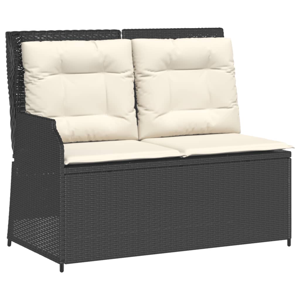 6-delige Loungeset met kussens poly rattan zwart – afbeelding 3