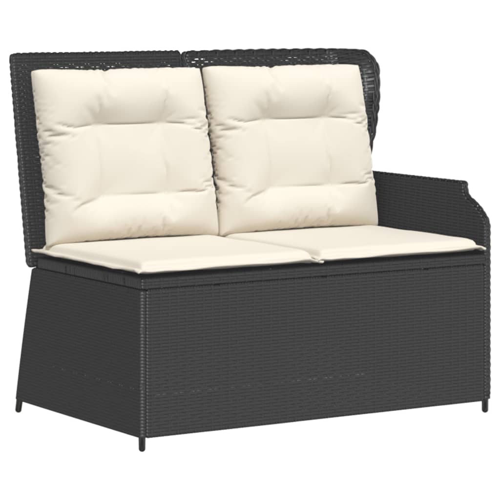 6-delige Loungeset met kussens poly rattan zwart – afbeelding 4