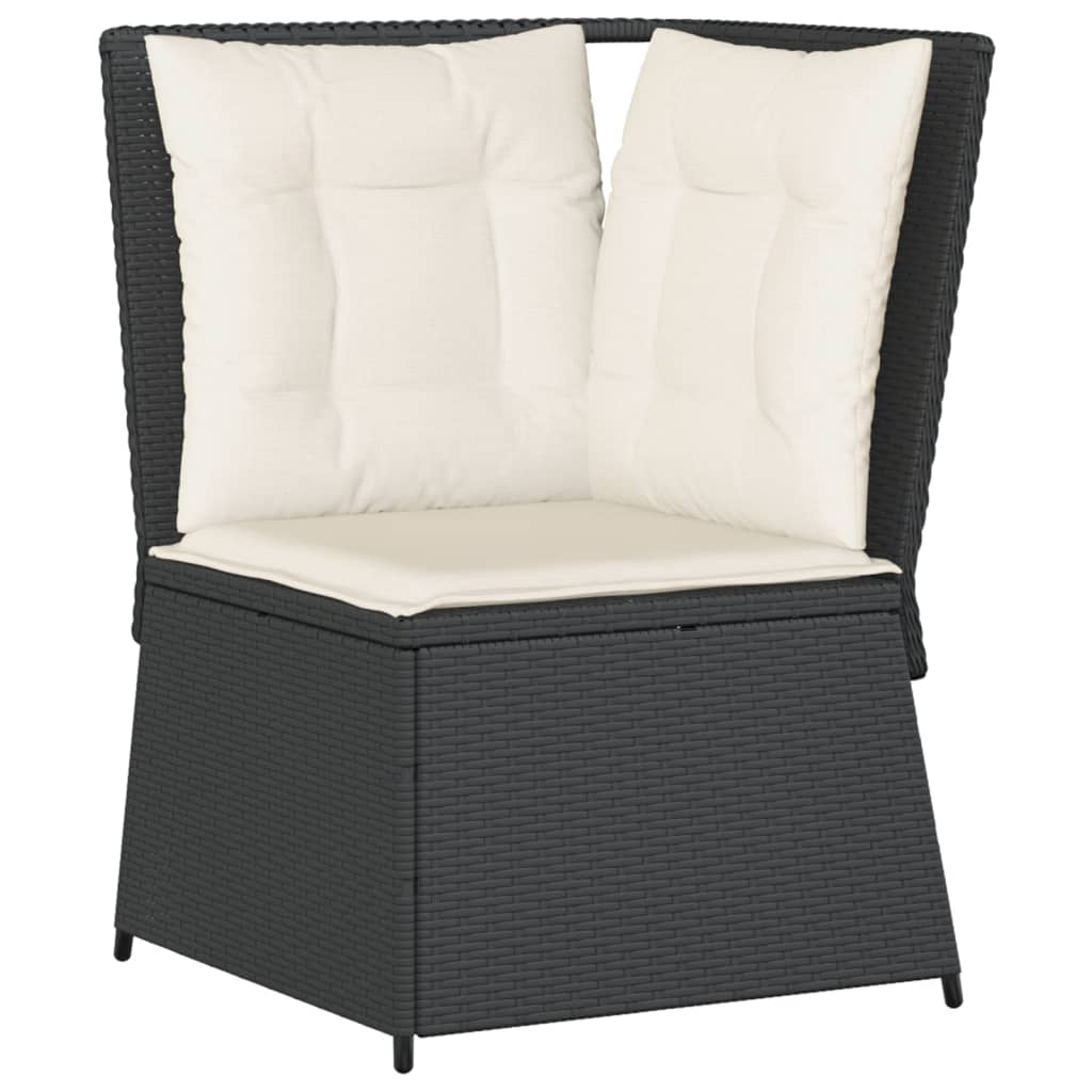 6-delige Loungeset met kussens poly rattan zwart – afbeelding 6