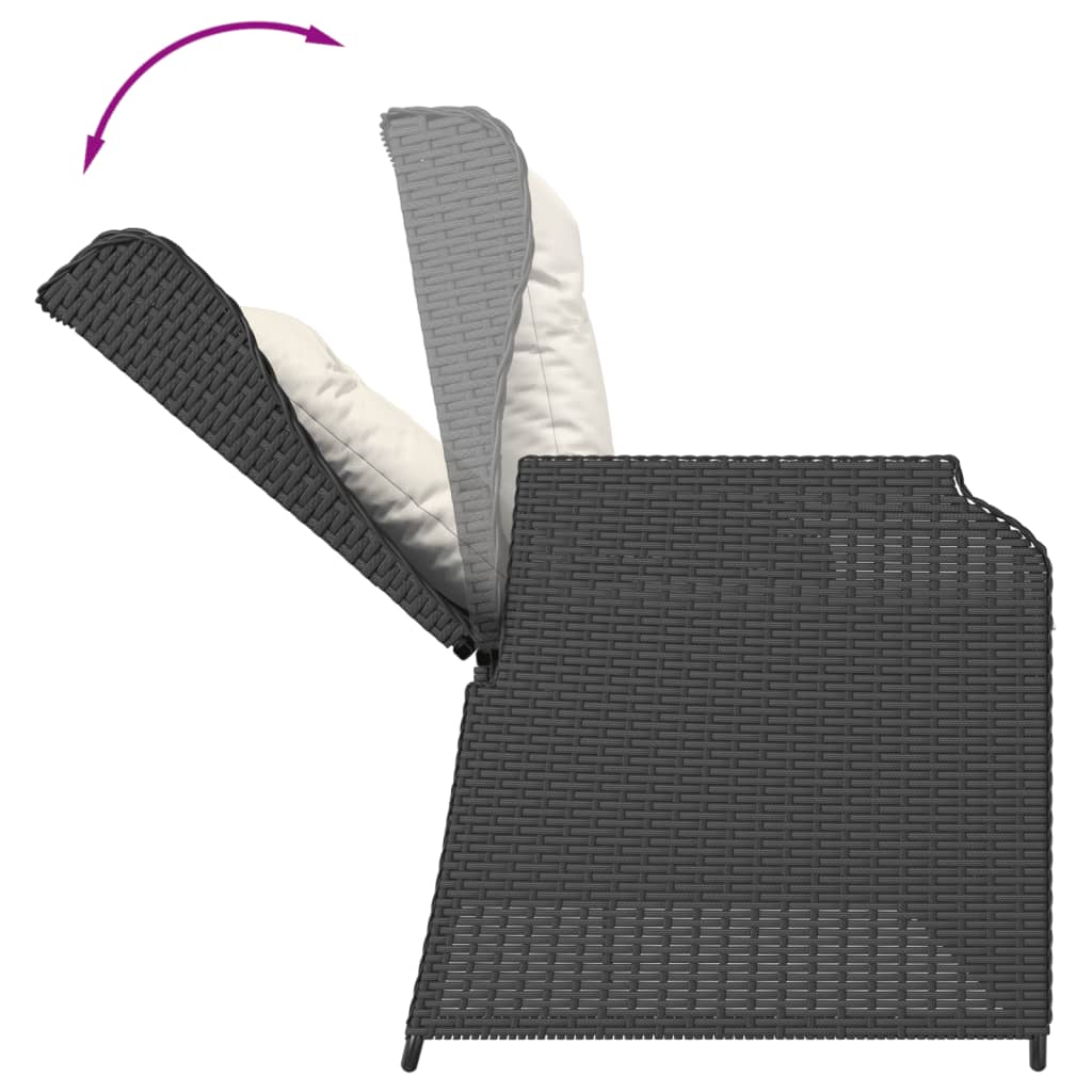 6-delige Loungeset met kussens poly rattan zwart – afbeelding 8