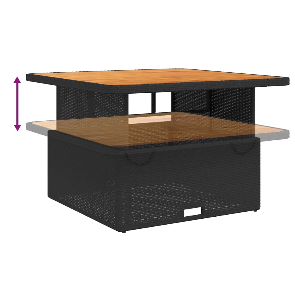 6-delige Loungeset met kussens poly rattan zwart – afbeelding 9