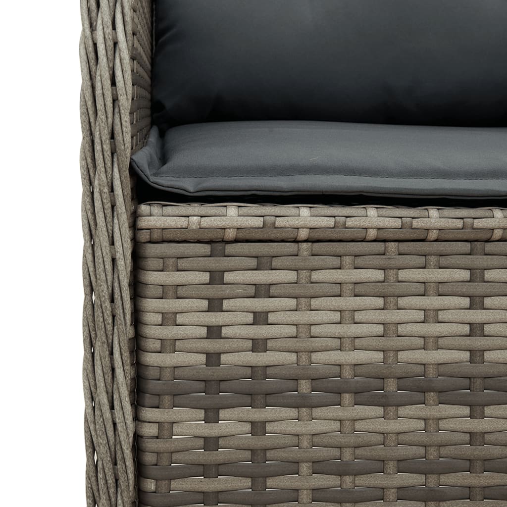 5-delige Loungeset met kussens poly rattan grijs – afbeelding 10