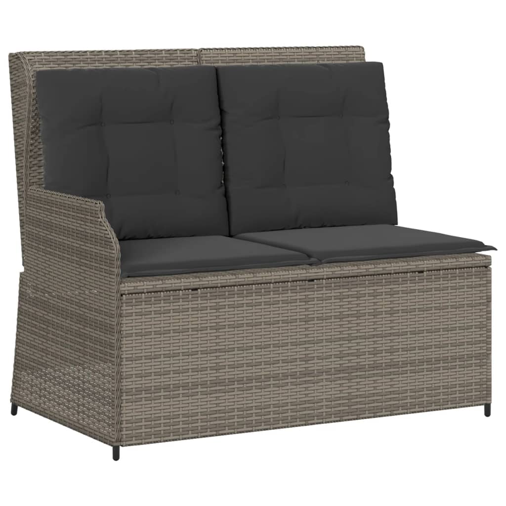 5-delige Loungeset met kussens poly rattan grijs – afbeelding 3