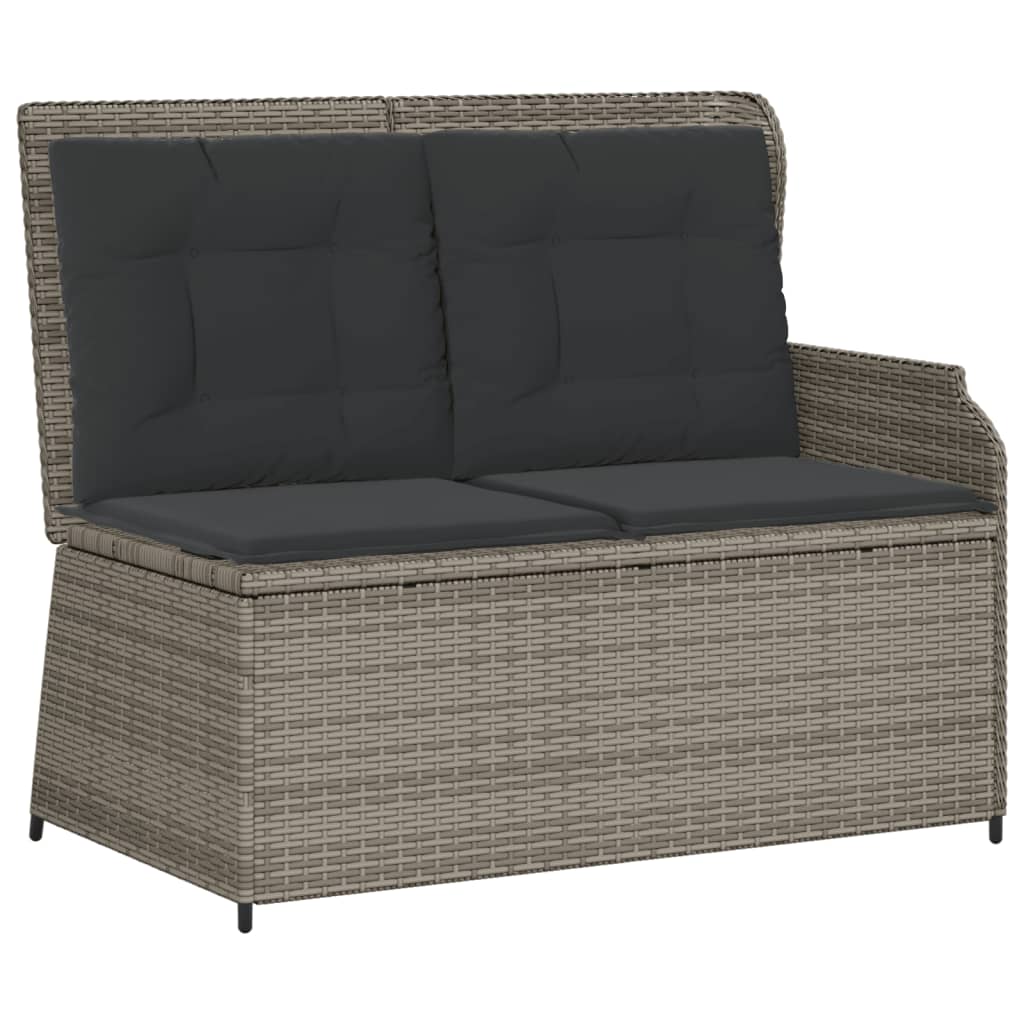 5-delige Loungeset met kussens poly rattan grijs – afbeelding 4