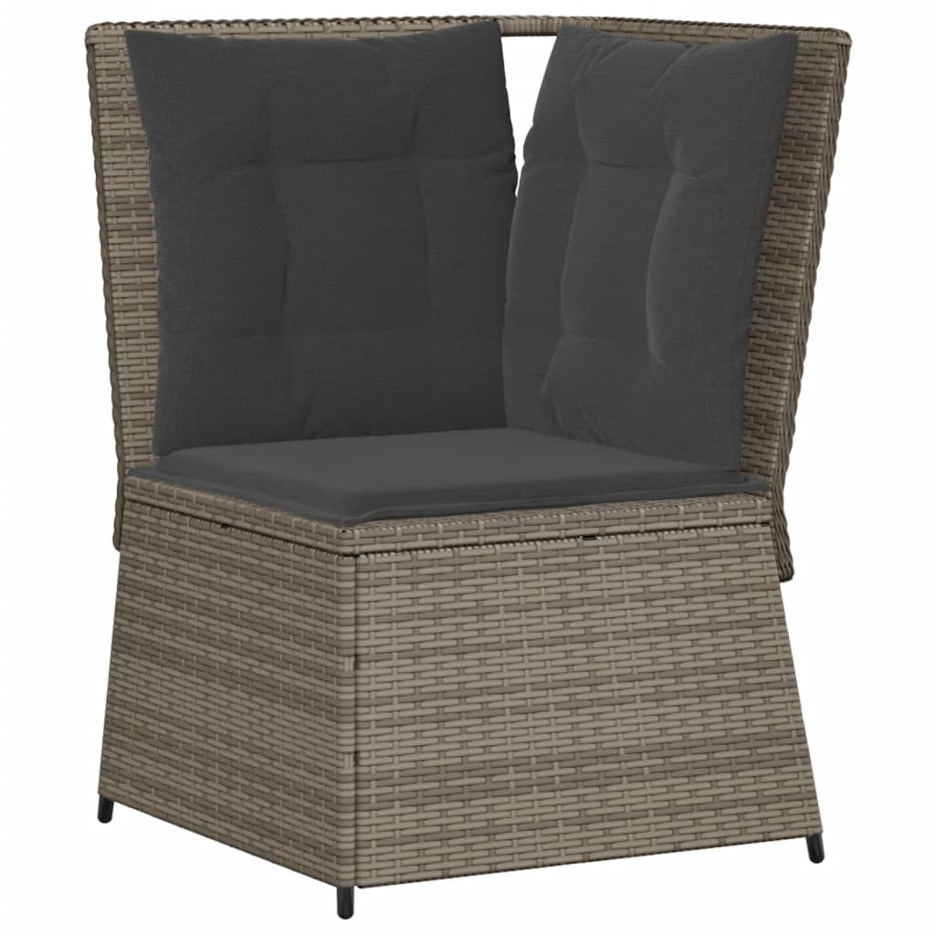 5-delige Loungeset met kussens poly rattan grijs – afbeelding 6