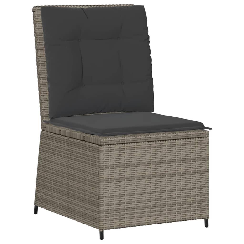 5-delige Loungeset met kussens poly rattan grijs – afbeelding 7