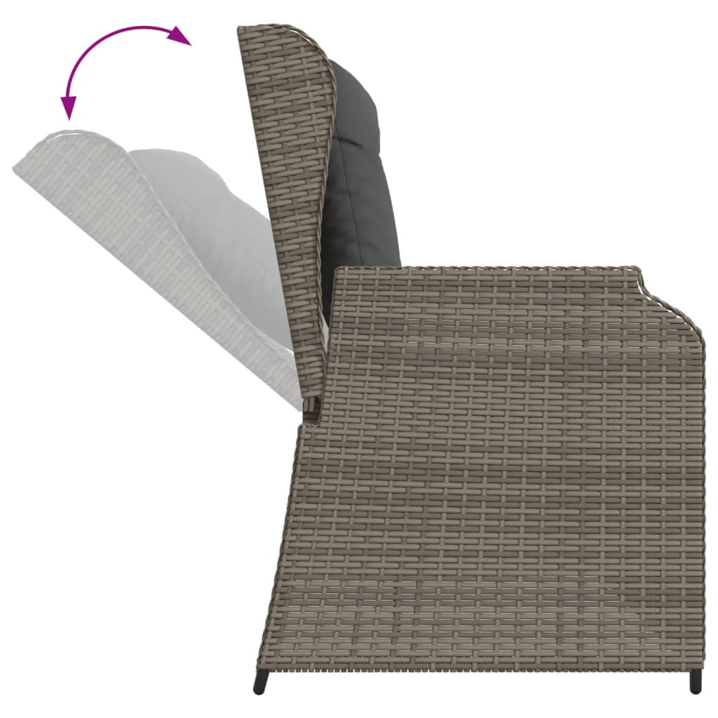 5-delige Loungeset met kussens poly rattan grijs – afbeelding 8