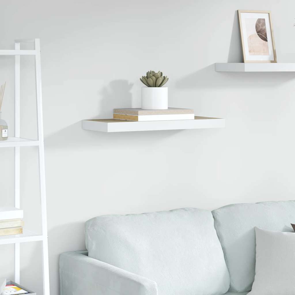 Wandschap zwevend 60x23,5x3,8 cm MDF eikenkleurig en wit