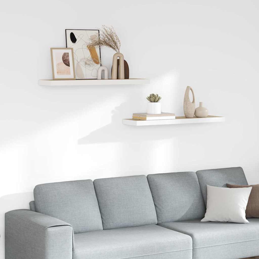 Wandschappen zwevend 2 st 80x23,5x3,8 cm MDF eikenkleurig wit