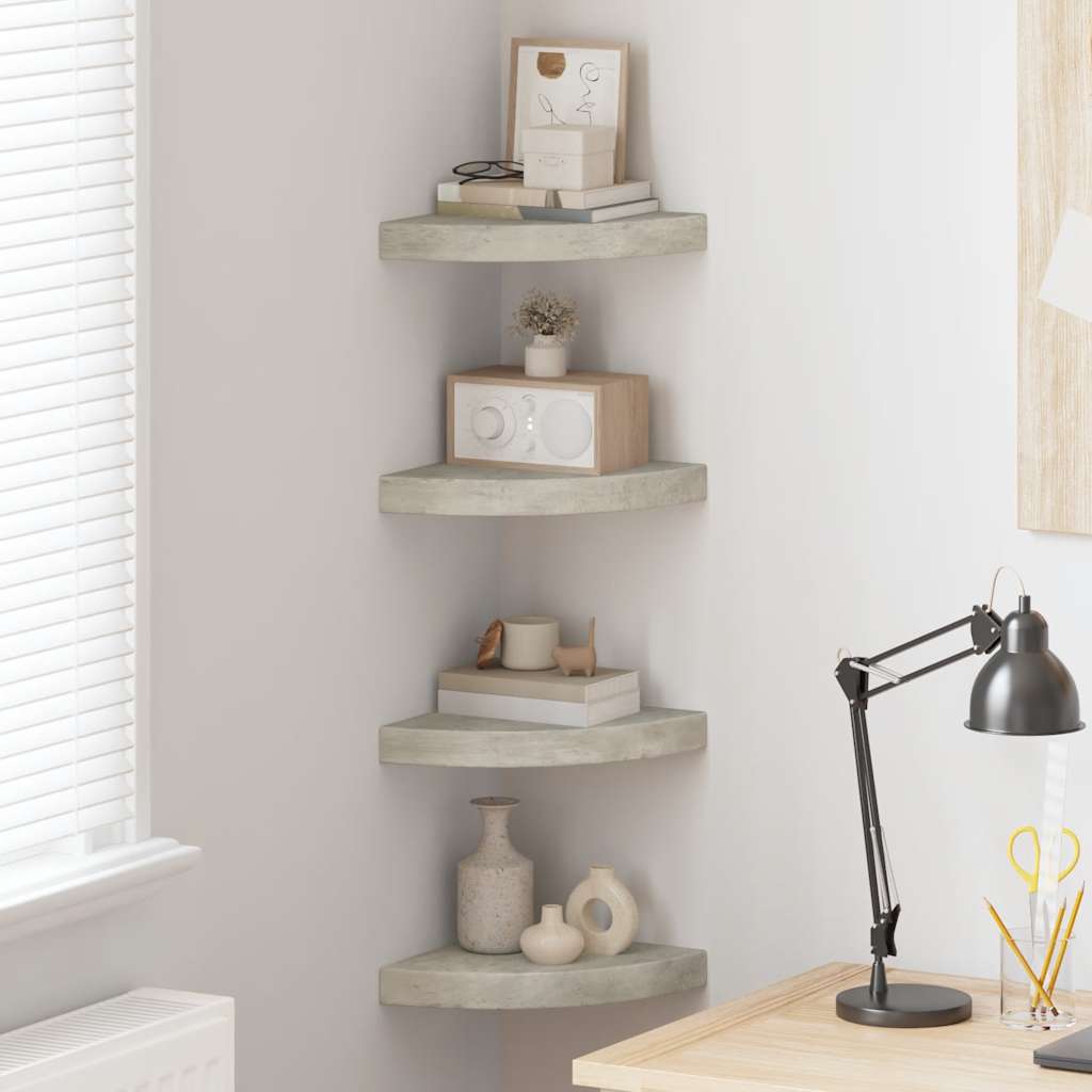 Hoekwandschappen 4 st 25x25x3,8 cm MDF betongrijs