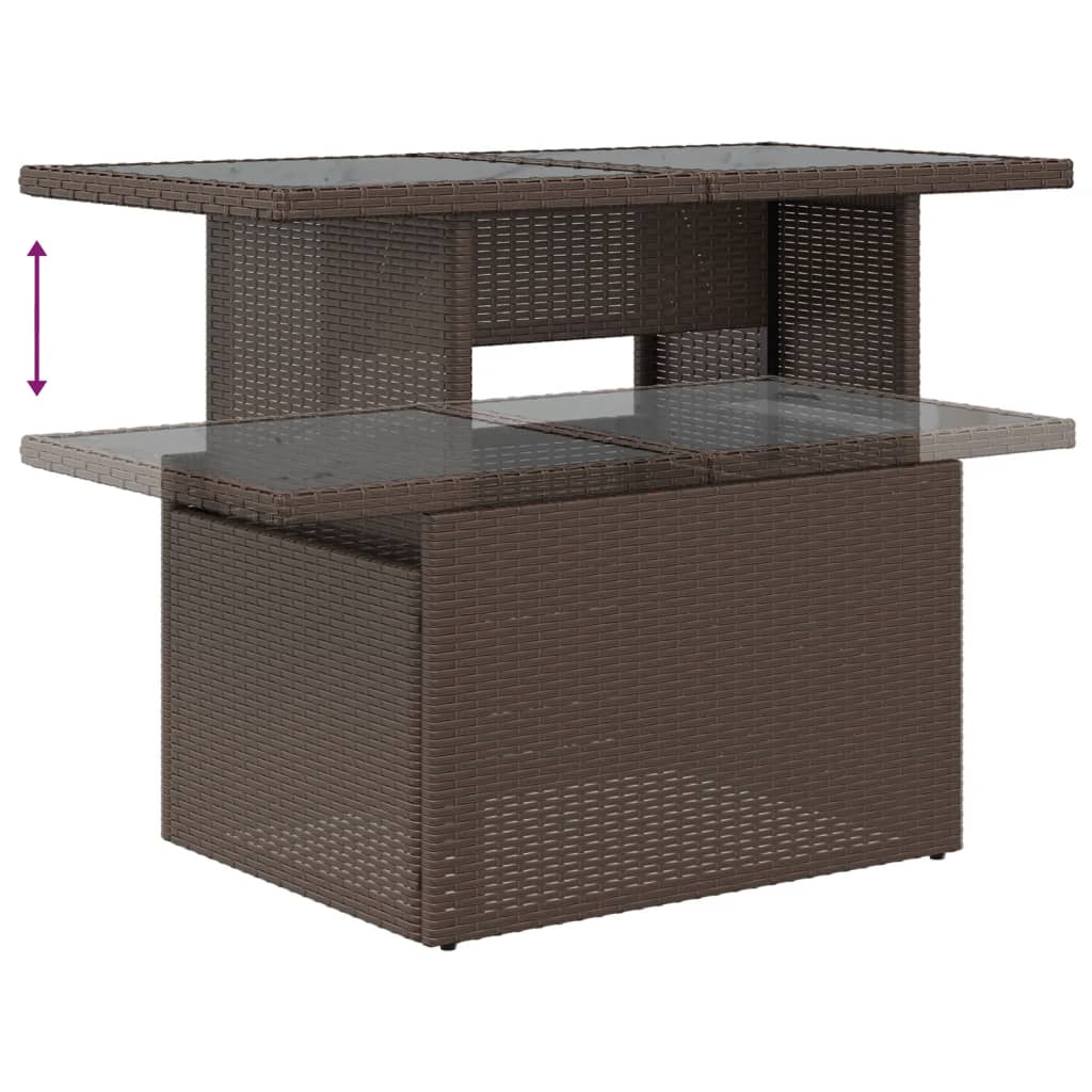 5-delige tuinbankset met kussens, bruin polyrotan – afbeelding 6
