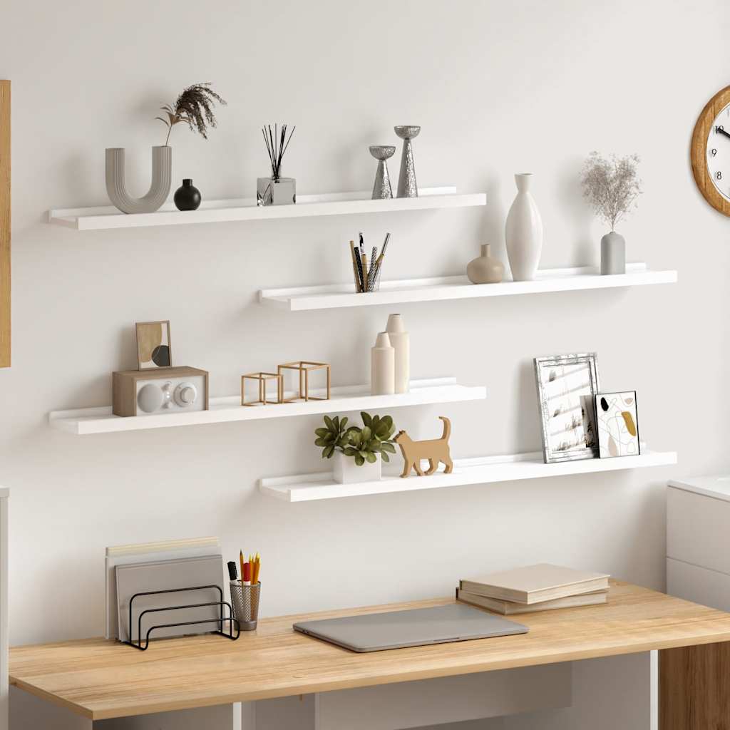 Wandschappen 4 st 80x9x3 cm wit
