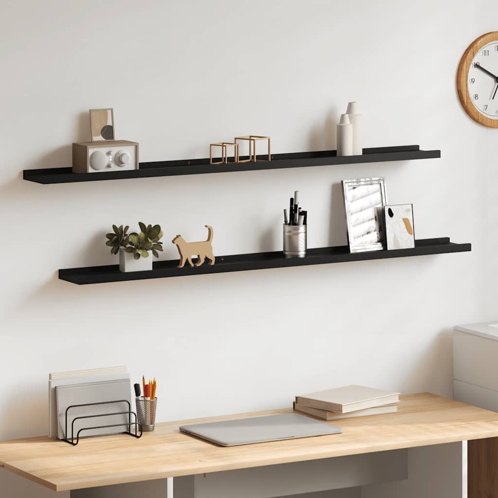Wandschappen 2 st 115x9x3 cm zwart