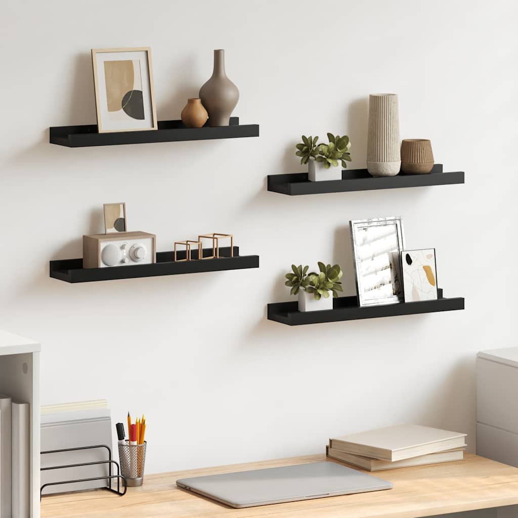 Wandschappen 4 st 40x9x3 cm zwart