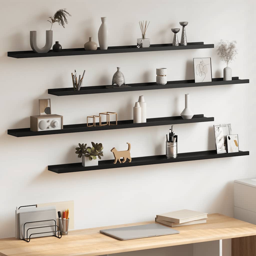 Wandschappen 4 st 115x9x3 cm zwart