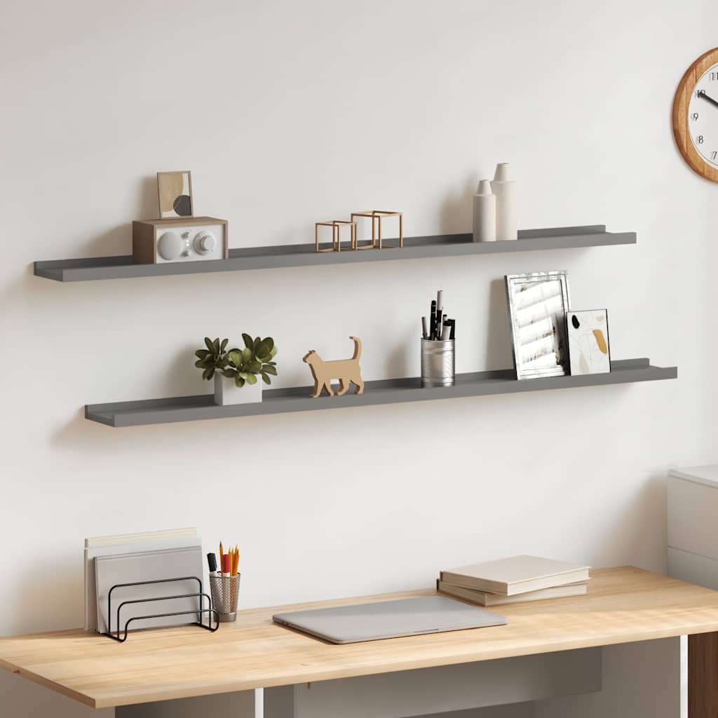 Wandschappen 2 st 115x9x3 cm grijs