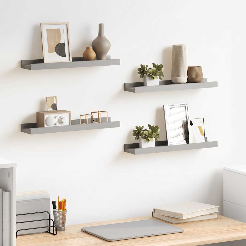 Wandschappen 4 st 40x9x3 cm grijs