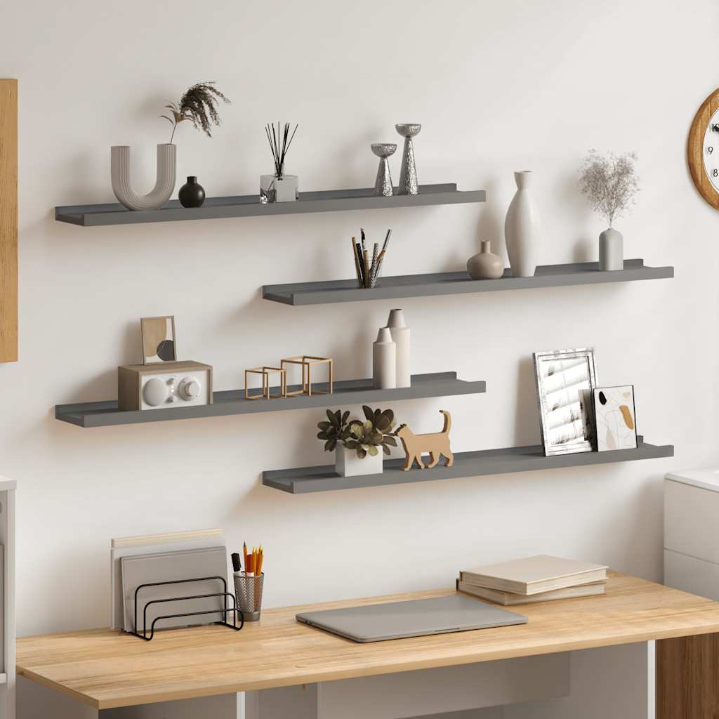 Wandschappen 4 st 80x9x3 cm grijs