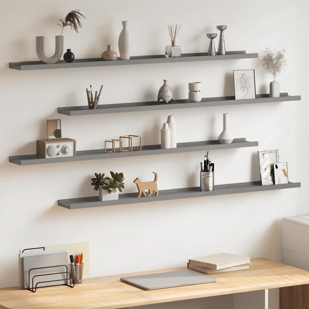 Wandschappen 4 st 115x9x3 cm grijs