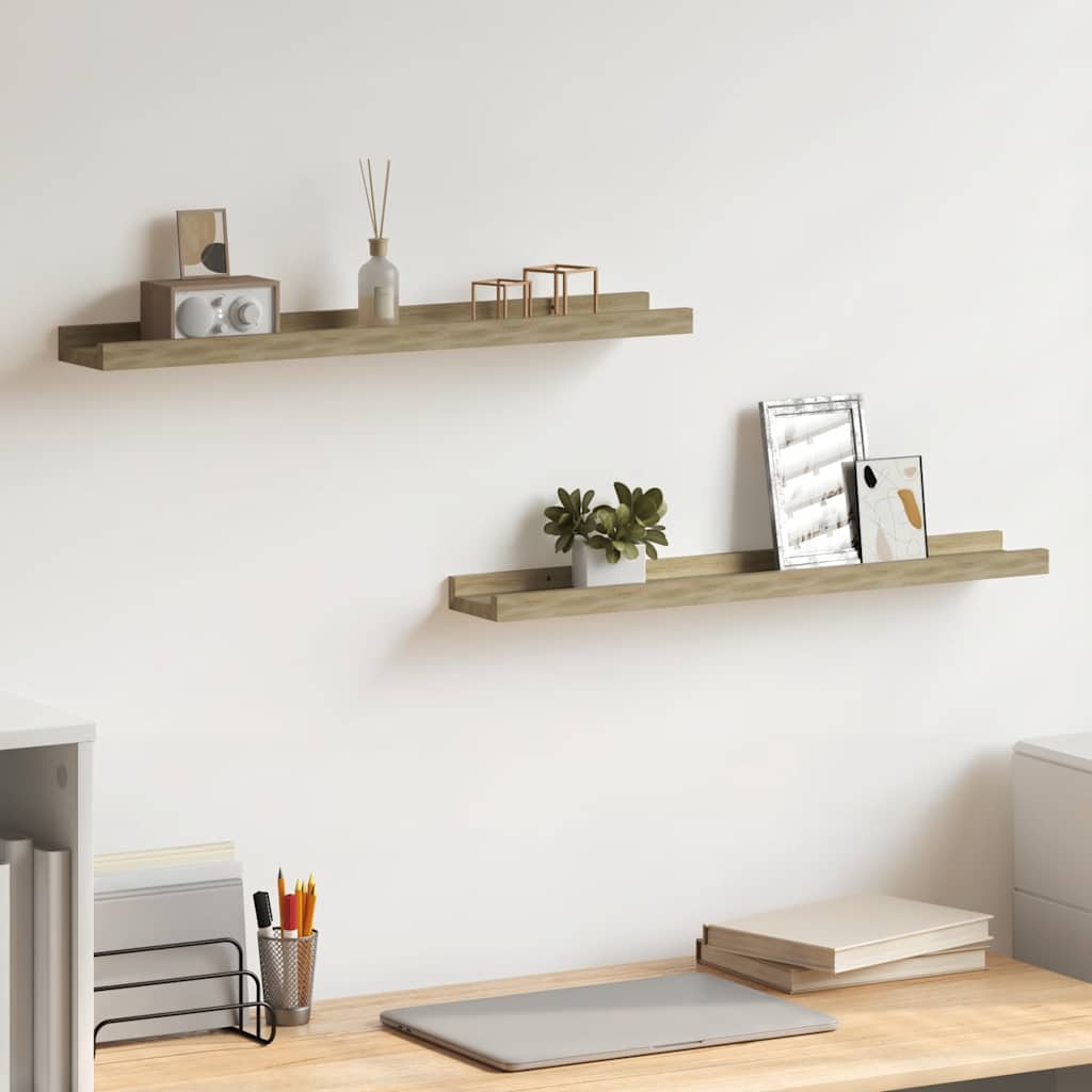 Wandplanken 2 st Sonoma eiken 60x9x3 cm