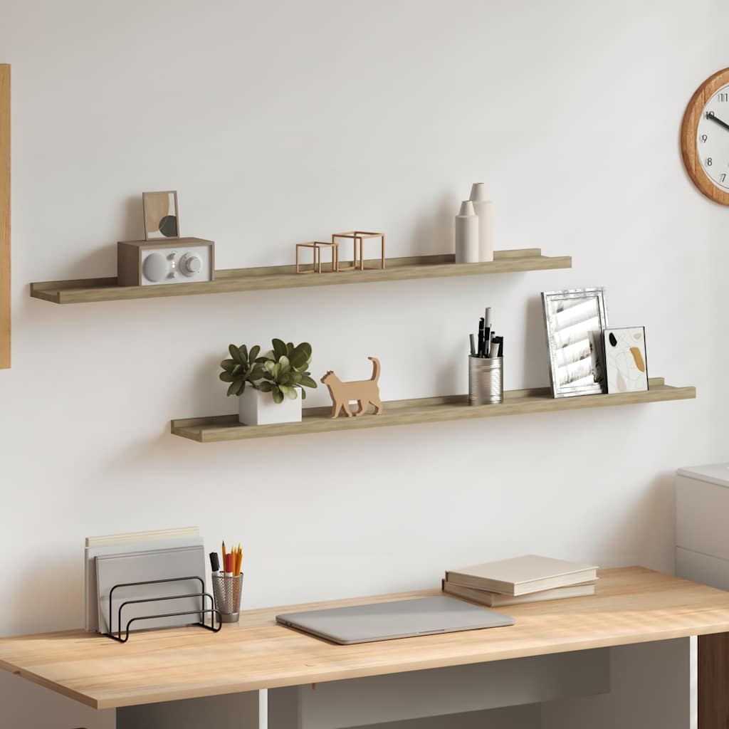 Wandschappen 2 st 100x9x3 cm sonoma eikenkleurig