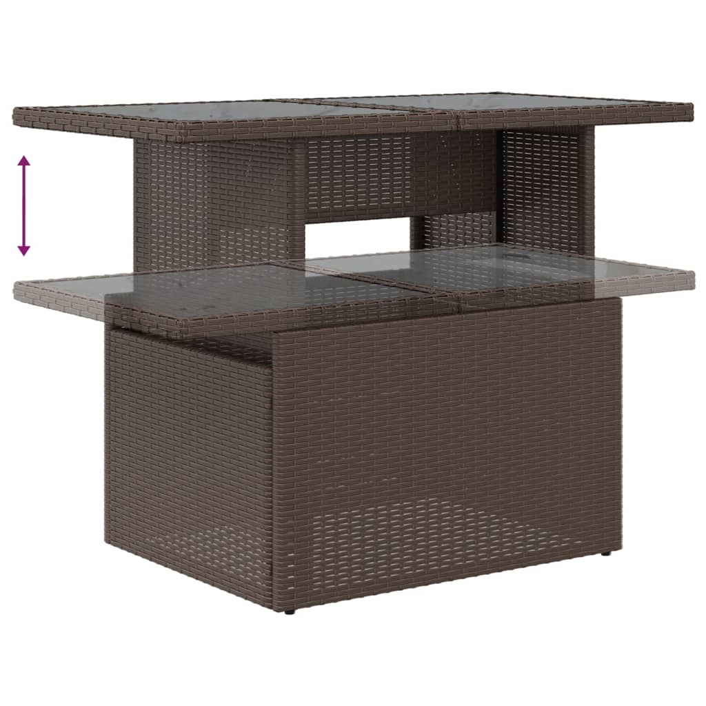 10-delige tuinbankset met kussens, bruin polyrotan – afbeelding 6