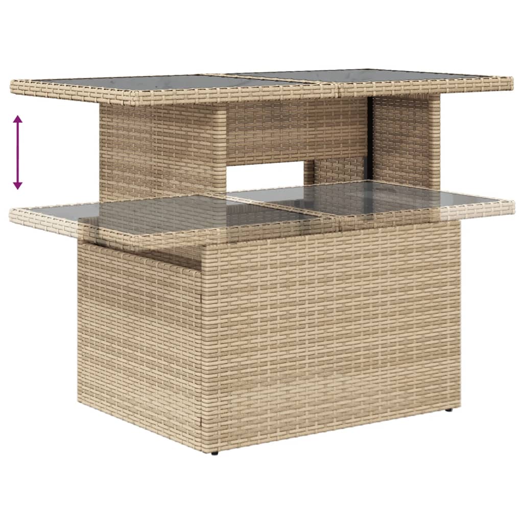 10-delige Loungeset met kussens poly rattan beige – afbeelding 6