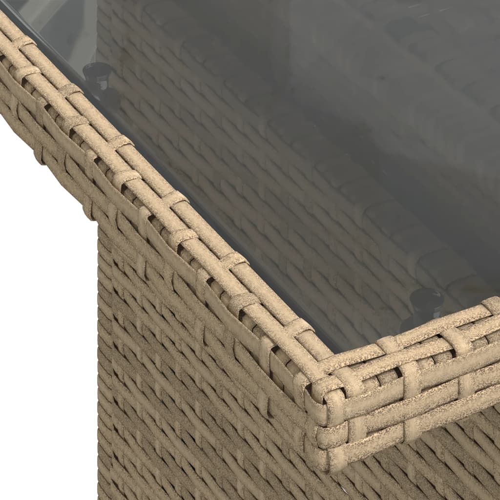 10-delige Loungeset met kussens poly rattan beige – afbeelding 8