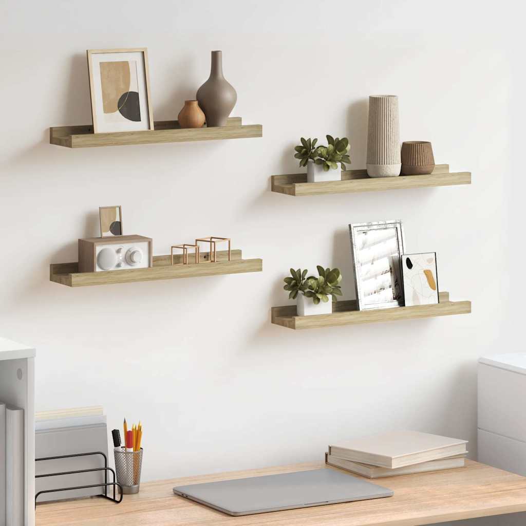 Wandschappen 4 st 40x9x3 cm sonoma eikenkleurig
