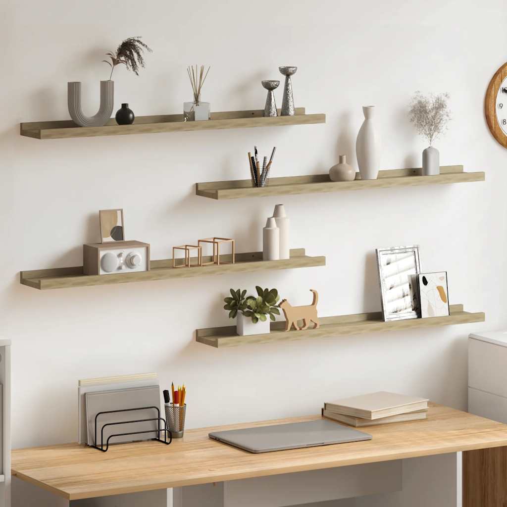Wandschappen 4 st 80x9x3 cm sonoma eikenkleurig