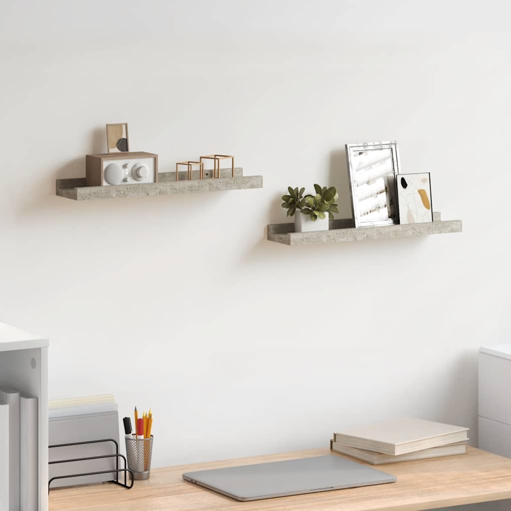 Wandschappen 2 st 40x9x3 cm betongrijs