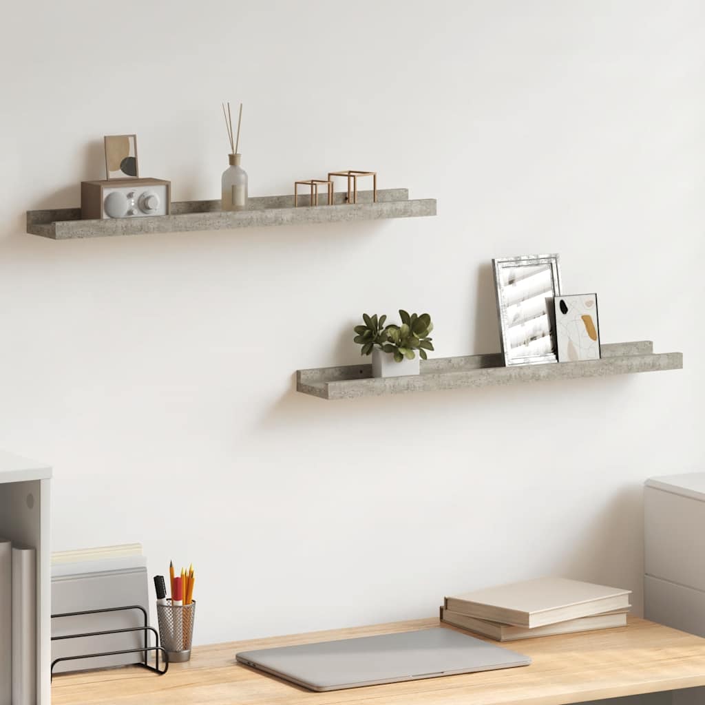 Wandschappen 2 st 60x9x3 cm betongrijs