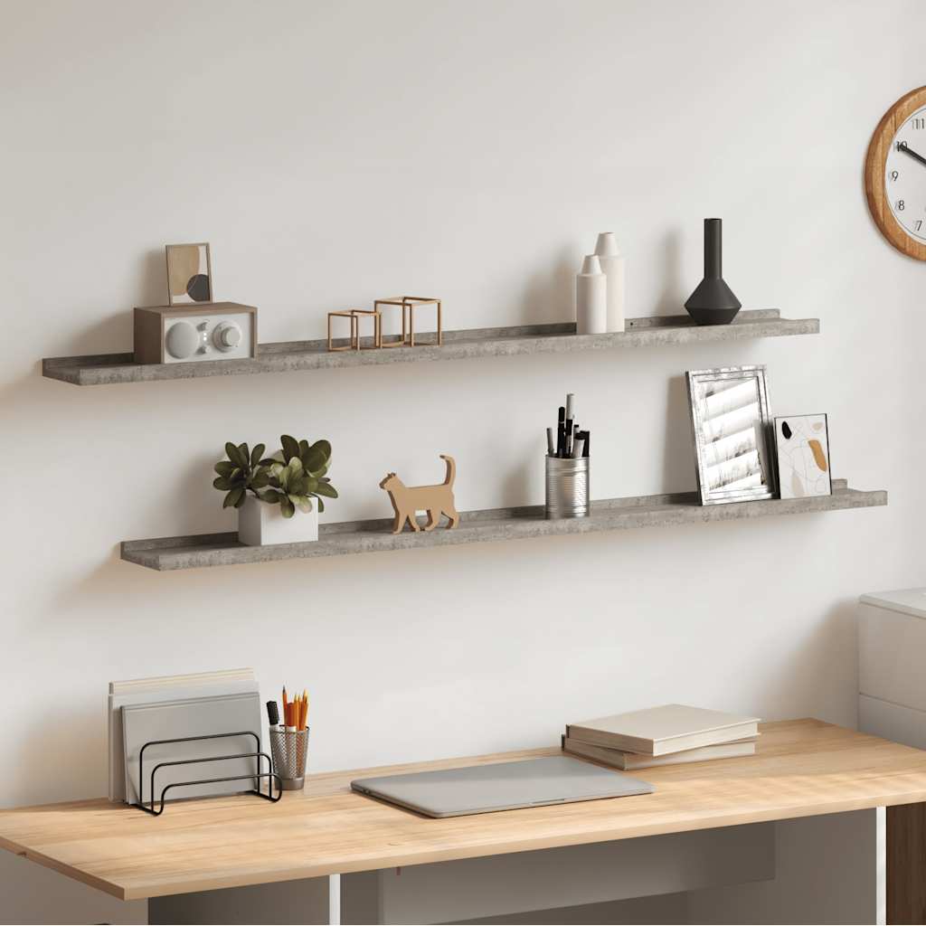 Wandschappen 2 st 115x9x3 cm betongrijs