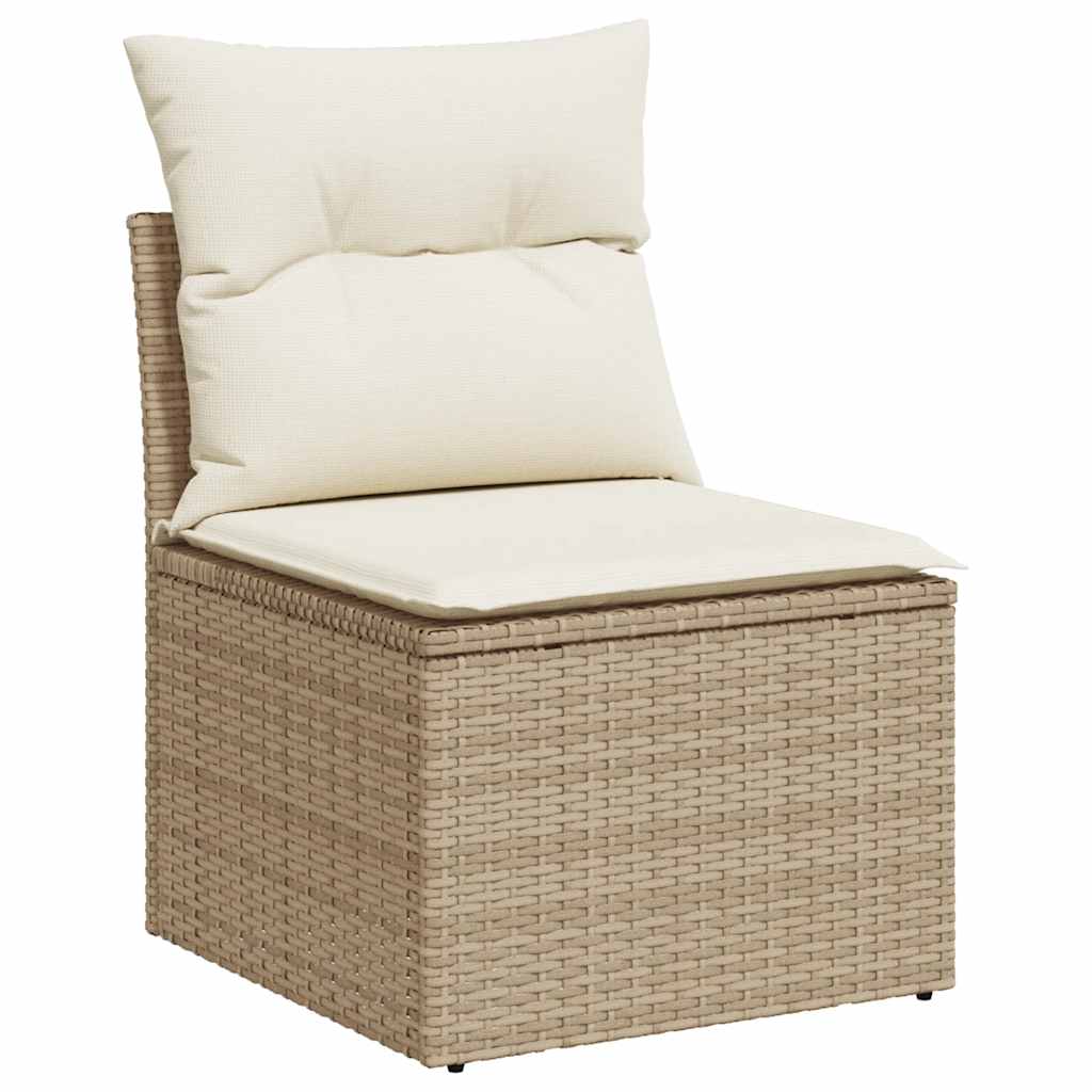 10-delige Loungeset met kussens poly rattan beige – afbeelding 3