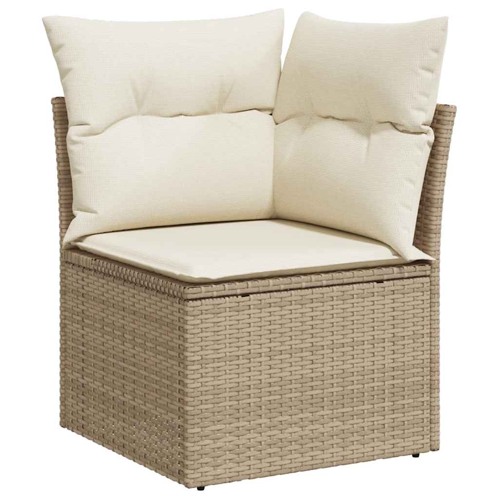 10-delige Loungeset met kussens poly rattan beige – afbeelding 4