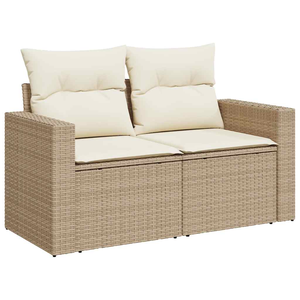 10-delige Loungeset met kussens poly rattan beige – afbeelding 6