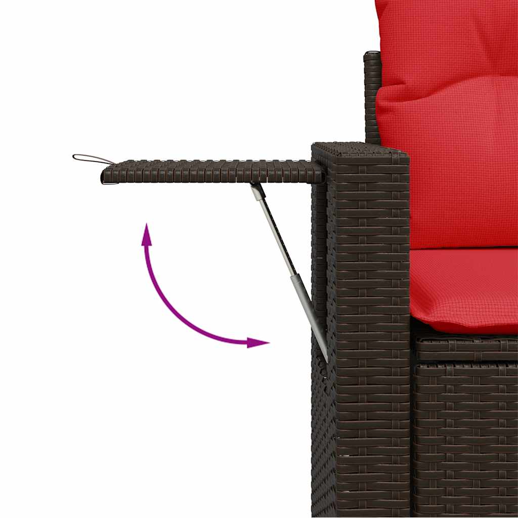 9-delige tuinbankset met kussens, bruin polyrotan – afbeelding 8