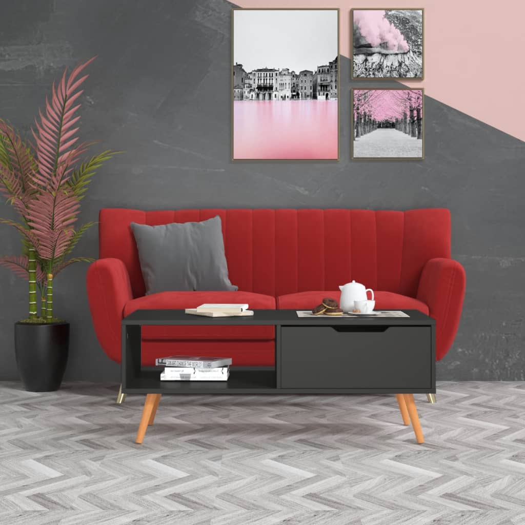 Salontafel 100x49,5x43 cm bewerkt hout grijs – afbeelding 1