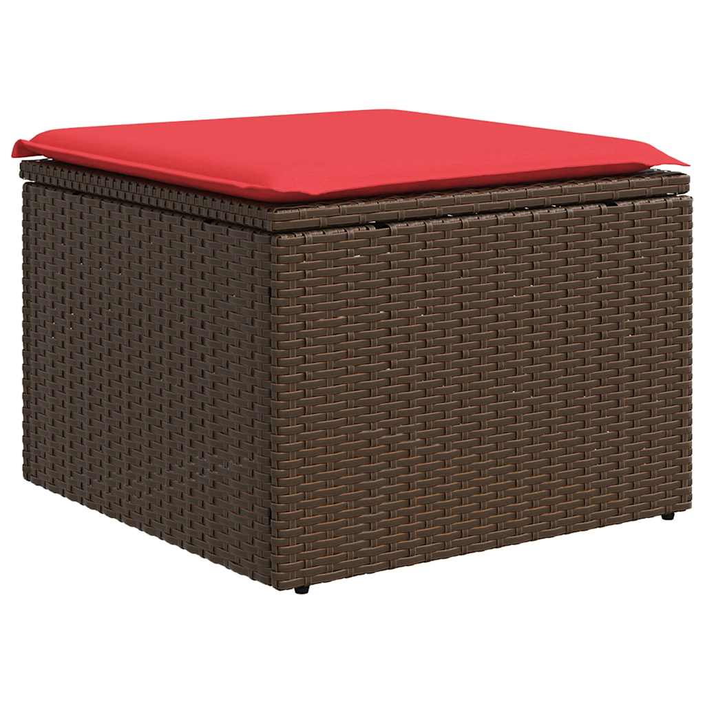 7-delige tuinbankset met kussens, bruin polyrotan – afbeelding 7