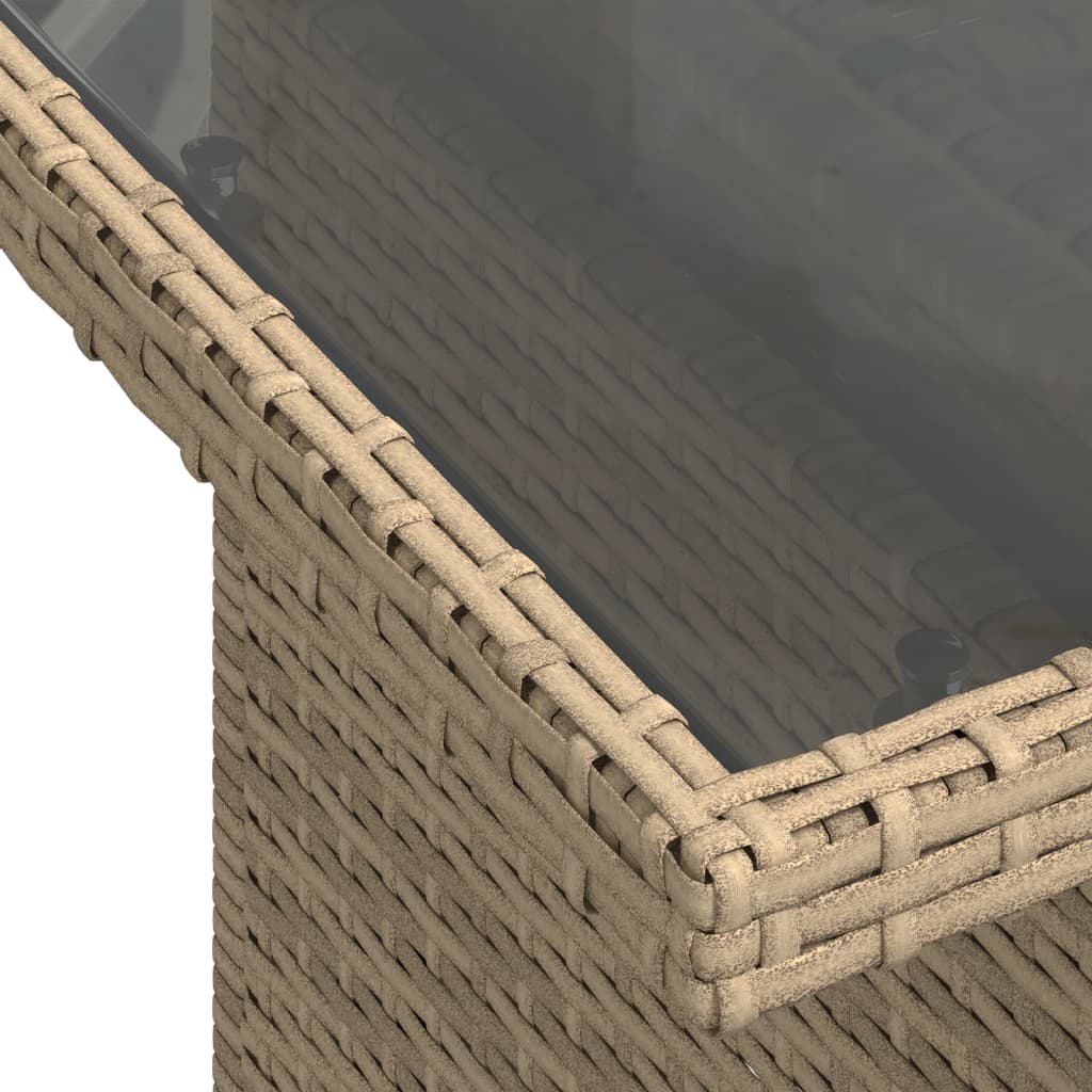 10-delige Loungeset met kussens poly rattan beige – afbeelding 10