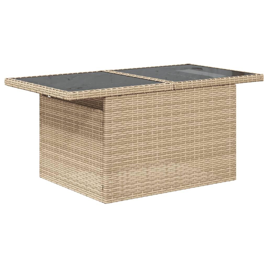 10-delige Loungeset met kussens poly rattan beige – afbeelding 5